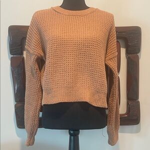 Pink Rose Warm Brown Cropped Sweater